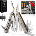 BIBURY 24-in-1 Titanium Multitool Pliers 8.7oz Ultra-Light EDC Pocket Tool with Sheath &amp Belt Clip Aerospace-Grade Titanium Handle for Camping Hiking DIY Gift for Men - 2048DT