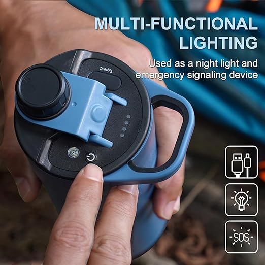SurviMate Electric Water Purifier SurvivalPortable Water Filter Bottle for Survival0.01μm 22 Ounces with Emergency Lighting NSF/ANSI 42&amp372 CertifiedBottle with Filter for Hiking Camping Tra