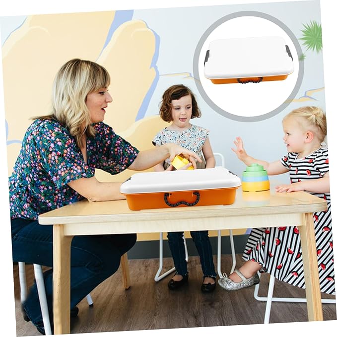 Abaodam Handheld Sand Tray with Lid Portable Montessori Storage Bin Sturdy Plastic Sandbox Organizer for for Craft Supply Storage