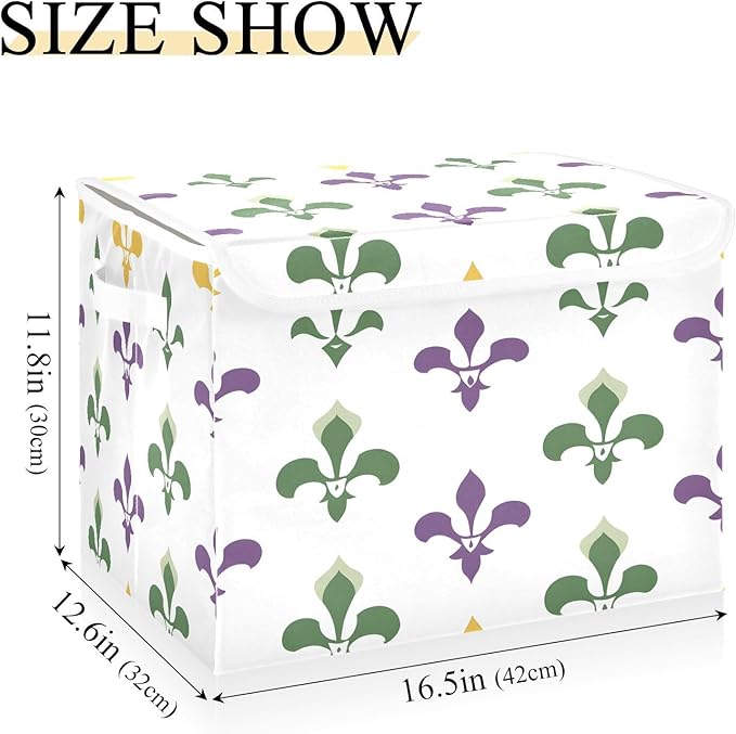 Graffiti Mardi Gras Logo Pattern Foldable Storage Baskets Fabric Boxes with Handle Organizers with Flip-Top Lids Storage Bins for Home Bedroom Office