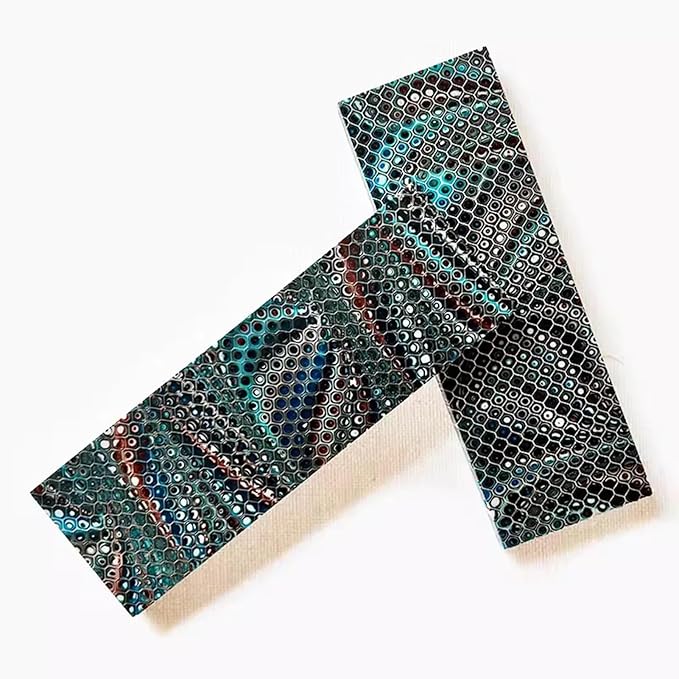 2-piece Set Of Knife Handle Scales Made Of Blank Material DIY Hand Carved Decorative Panel With Resin Honeycomb Texture(120x40x30mm)