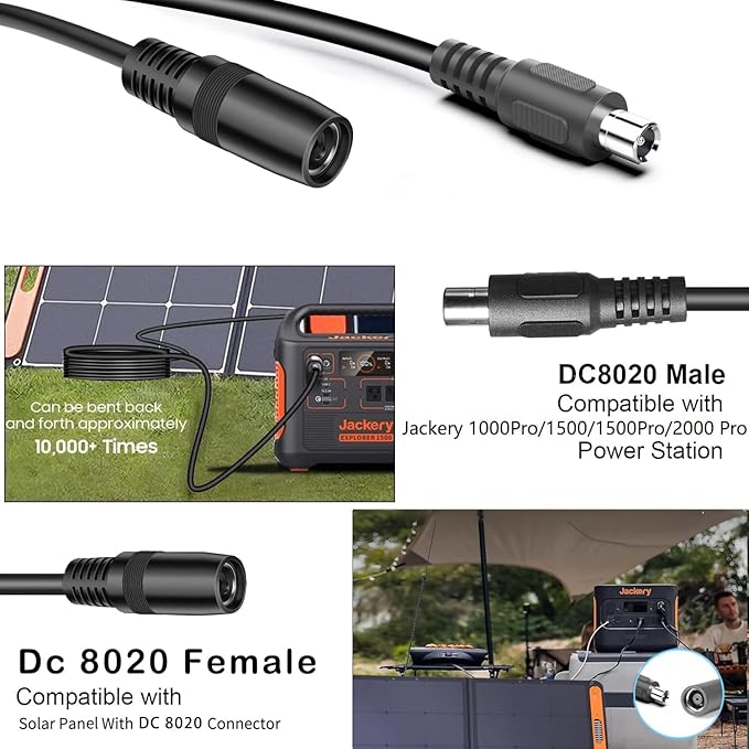 for Jackery 1000V2/1500/2000 V2 Pro Plus Extension Cable 16.5Ft DC 8020 Extension Cord fit Jackery SolarSaga Solar Panel to Jackery Explorer Pro &amp Plus Series Portable Power Station Solar Generato