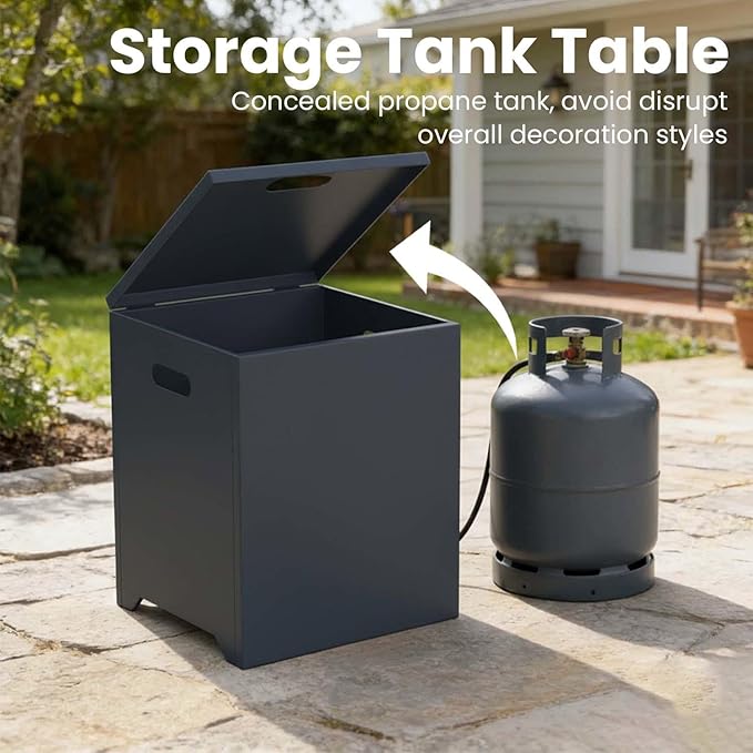 42 Inch Gas Fire Pit Table 55000 BTU Propane Fire Pits for Outside with Aluminum Lid and Waterproof Cover 2 in 1 Firepit Table