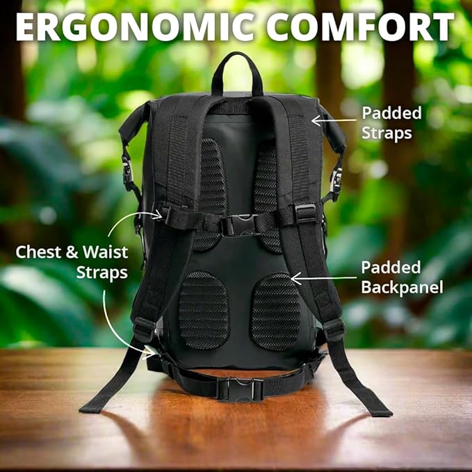 KRONOX 30L Waterproof Backpack for Men – IPX7 Submersible Dry Bag Lightweight &amp Durable for Travel Motorcycle Kayak