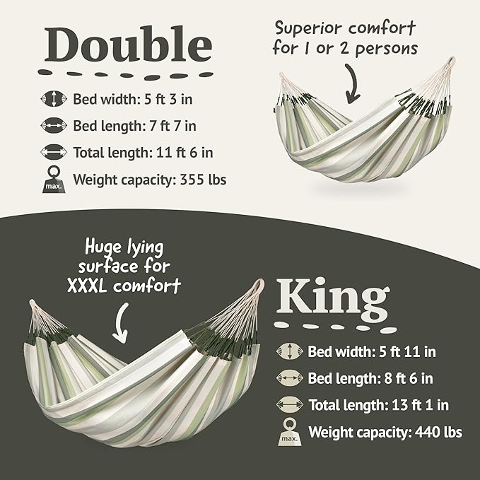 La Siesta® Large Double Brisa Classic Hammock &amp TreeMount Trees Beams Posts Suspension Kit - Indoor Outdoor Hammock Swing Weather Resistant Cedar