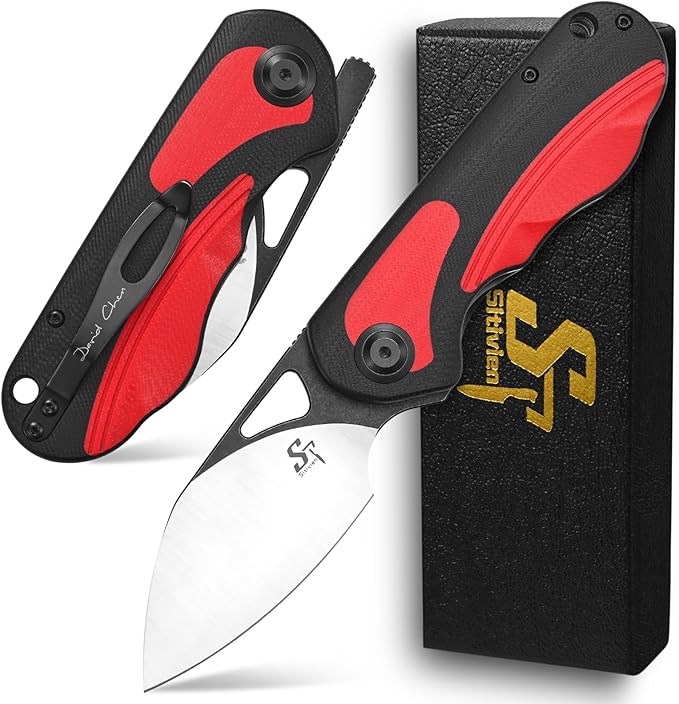 Sitivien ST156 Pocket Folding Knife Sandvik 14C28N Steel Blade with G10 HandleChinese Zodiac Series EDC Tool Knifes for Camping Hiking Survival Fishing(Red)