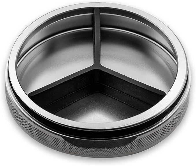 Leather-Faced Metal Pouch Can | Aluminum Container for Pouches with Removable Silicone Divider | Airtight O-Ring Moisture Odor Proof EDC Pocket Tin | Insignia Edition (Silver)