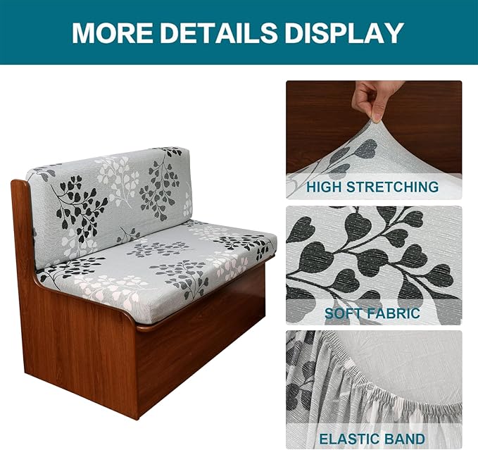 KRFOONN RV Dinette Cushion Covers Stretch Camper Cushions Cover Replacement Couch Cushion Slipcovers Washable Loveseat Slipcovers for Travel Trailer Couch (2 Backrest Cover &amp 2 Bench Cover 01)
