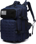 50L Tactical Military Backpack Waterproof Sturdy Bag for Hiking Camping Fishing Gym Backpack with Bottle Holder (Navy)