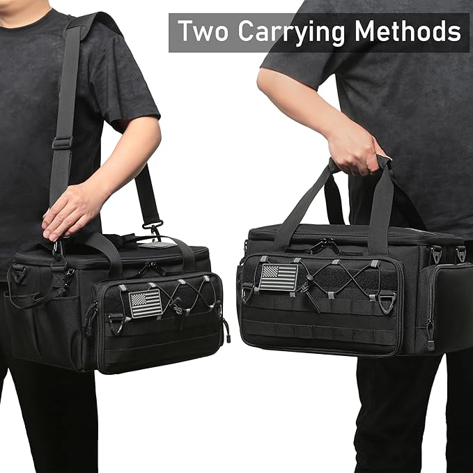15-Inch Tool Bag Multi-purpose Tool Organizer Bag For Men with Shoulder Strap Tactical Range Bag Work Tote for Repairman Carpenters Handymen (Black)