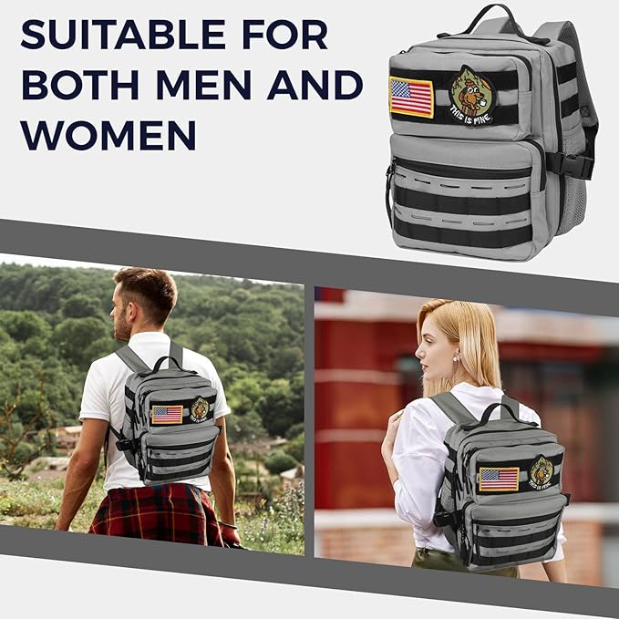 9L Mini Tactical Backpack for Men WomenSmall Military Tactical Backpack for SportGymHikingTravelCamping (Gray)