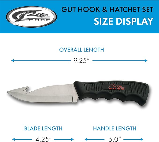 Rite Edge 2-Piece Hunting Knife and Hatchet Set – Stainless Steel Gut Hook and Survival Axe with Nylon Sheath for Camping Hiking and Outdoors