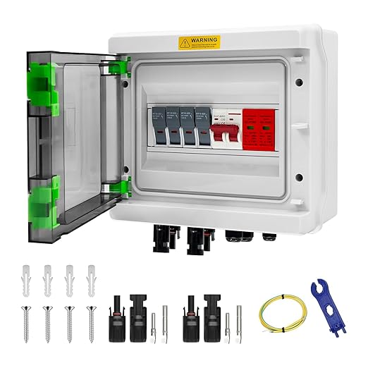 DC600V Solar Combiner Box IP65 2-In-1-Out 32A Circuit Breaker with Surge Protector&amp Fuse PV Combiner Box IP65 Waterproof Enclosure for Solar Panel Systems
