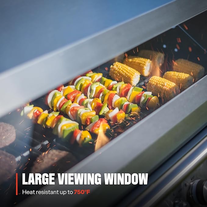 Monument Grills 4+1 Liquid Propane Gas Smart BBQ Grill 4 Burners &amp 1 Side Burner Denali 405 Stainless Steel with Smart technology Knob Controls Outdoor Use