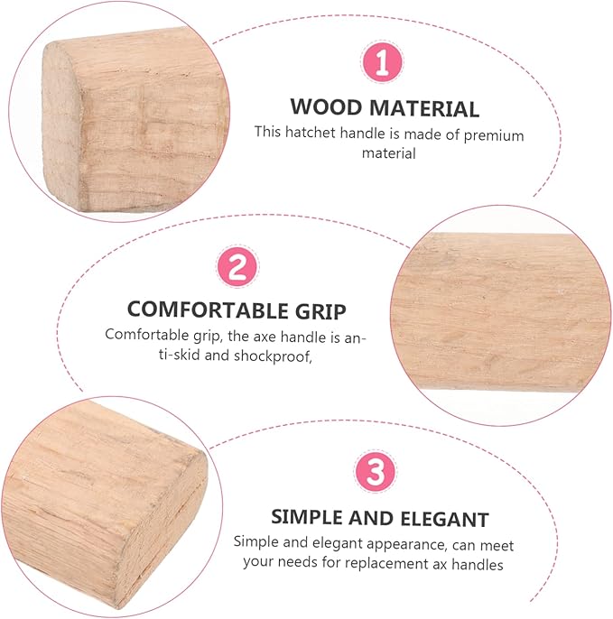 Mikikit 2pcs Wooden Ax Handle Replacement for Broad Axe Bushcraft Tools Bushcraft Axe Garden Tool