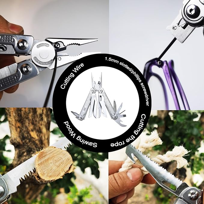 SQT2048 20-in-1 Multitool Foldable &amp Self-Locking Professional Tool for DIY Home Repairs Outdoor Camping – Must-Have Gifts for Men Compact Durable All-in-One Tool for Every Task