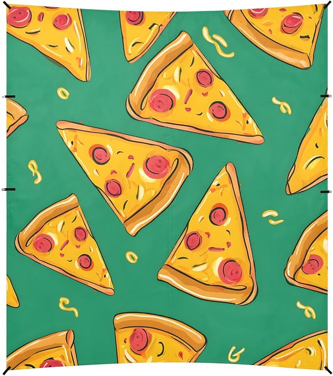 ALAZA Pizza Green Pattern Beach Tent Sun Shelter Portable Canopy Sunshade for Outdoor Camping Picnics Backyard Fun 10x9 ft