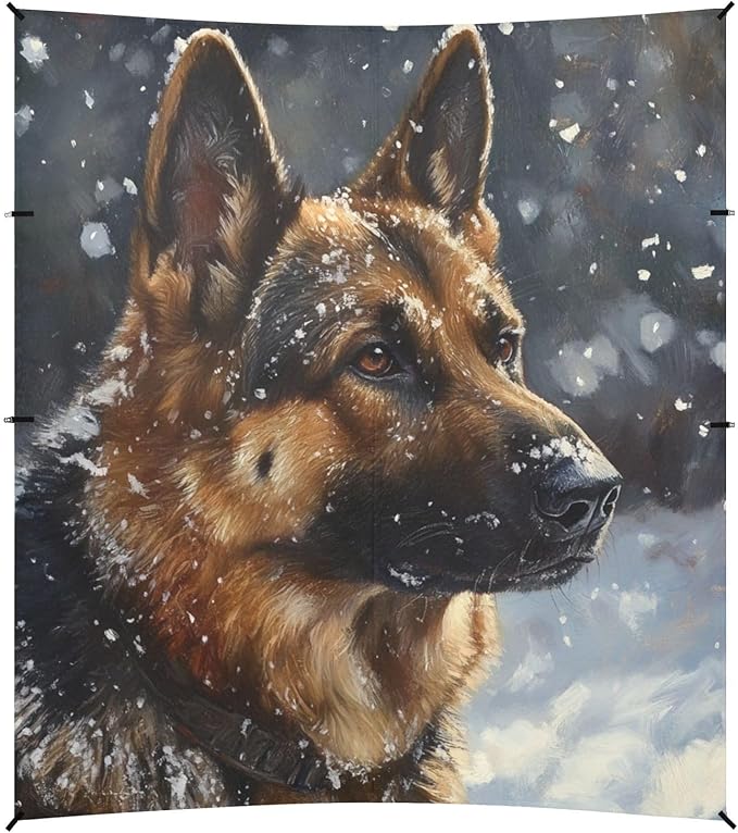 ALAZA German Shepherd Dog in Snow Beach Tent Sun Shelter Portable Canopy Sunshade for Outdoor Camping Picnics Backyard Fun 10x9 ft