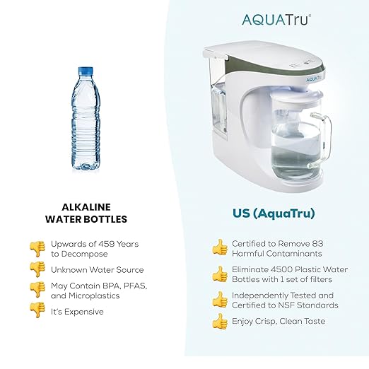 AquaTru Carafe Alkaline Countertop Water Purifier | Certified 4-Stage RO System Removes 84 Contaminants Including Forever Chemicals Lead &amp Fluoride | Adds Healthy Minerals | No Plumbing