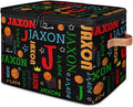 Custom Storage Bins with Zipper Lid Personalized Basketball Fabric Lidded Storage Baskets Boxes Foldable Cubes Clothes Organizer Container Ball