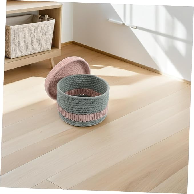 KOMBIUDA 001g Cotton Rope Storage Basket Lid Multi-purpose Woven Organizer for Toys Nursery Supplies and Home Decor Elegant Design for Efficient Organization