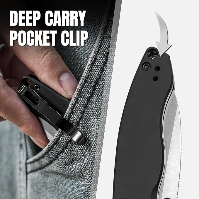 Kizer Exist Pocket Knife 2.78 154CM Drop Point Blade EDC Folding Knife with Innovative Clutch Lock Black Aluminum Handle Small Hunting Camping Knives with Thumb Stud Opener for Men Women V3681C1