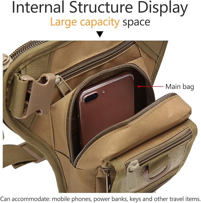 Multi-Purpose Tactical Drop Leg Bag for Men Tactical Thigh Pack Military Utility Pouch Cross Over Leg Outdoor Cycling Hiking Thigh Bag