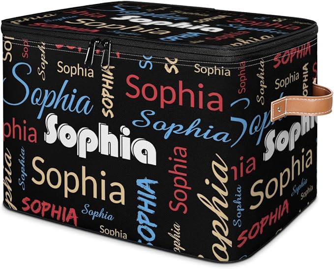 Custom Storage Bins with Zipper Lid Personalized Black Red Yellow Fabric Lidded Storage Baskets Boxes Foldable Cubes Clothes Organizer Container