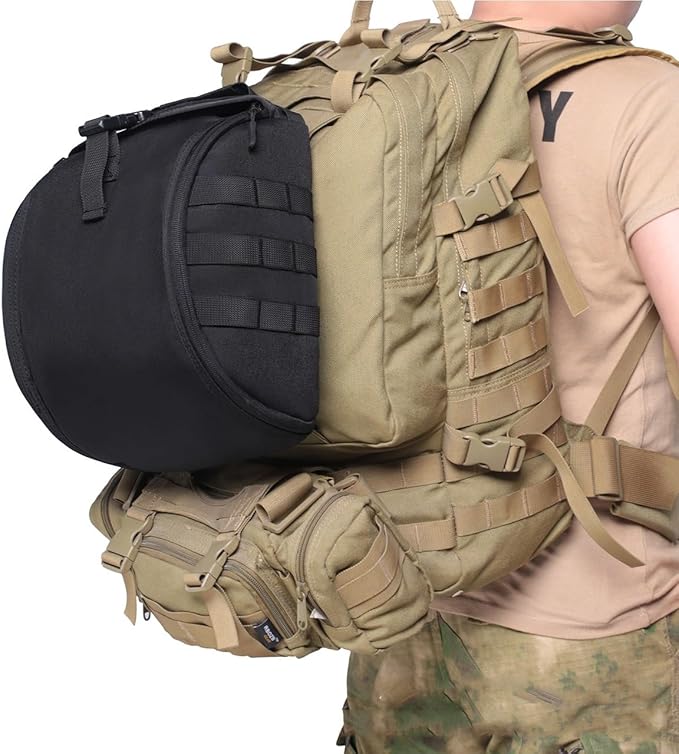 Tactical Helmet Padded Storage Bag 6L Expandable MOLLE Pouch Waterproof with Anti-Scratch Lining Multi-Purpose