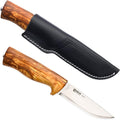 HELLE Knives - Eggen Stainless Steel - Outdoor Camping Knife Stick Tang Fixed Blade with Sheath Curly Birch Handle Made in Norway