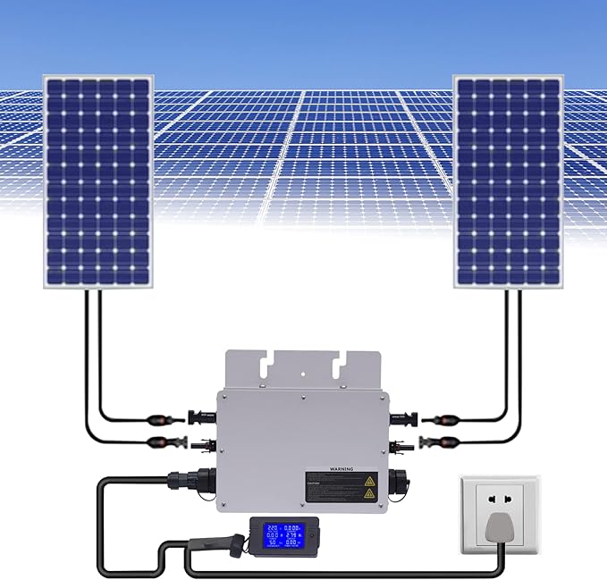 Microinverter Solar Micro Inverter Waterproof IP65 Wvc-700W Solar Grid Tie Micro Inverter Automatic Identification Power Inverter Aluminum Alloy (WVC-700w LCD Display)