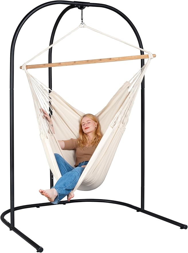 LA SIESTA® - Steel Hanging Chair Stand for Outdoor and Indoor Galvanized Steel Stand for Hanging Chairs and Children's Hanging Nests Hanging Hammock Chair Stand only Swing Stand(Arcada Anthracite)