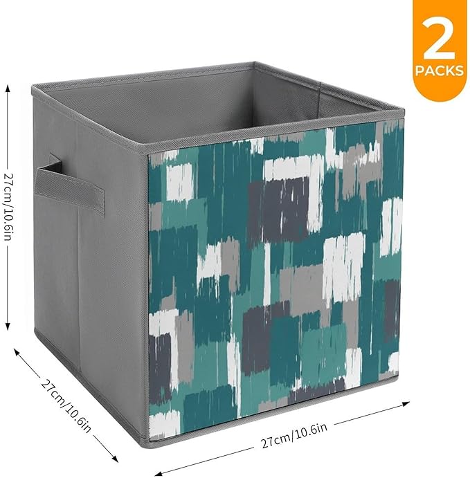 Compact Storage Basket Teal Grey Turquoise Collapsible Organizer Bin with Handles Versatile Storage Container for Home