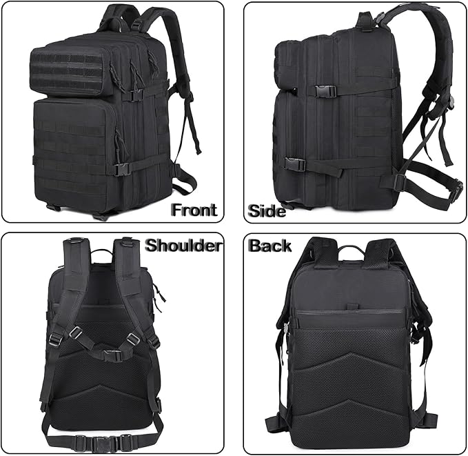 56L Tactical Backpack Military Molle Backpack Army 3 Day Waterproof Durable Hiking Rucksack for Men 24H Outdoor Survival Bug Out Bag for Camping Travel Hunting Khaki