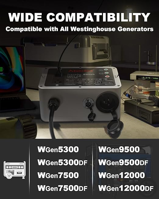 Smart Transfer Switch 120V AC Compatible with Westinghouse Portable Generator Transfer Switch for Outdoor Backup Power Works with Sump Pumps Refrigerators and More – Alternative to Home Standby
