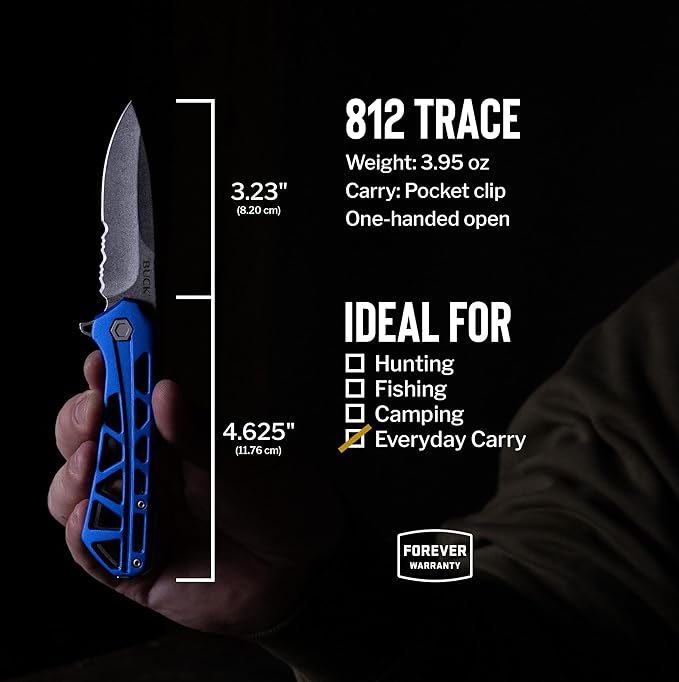 Buck Knives 812 Trace Partially-Serrated Pocket Knife Blue