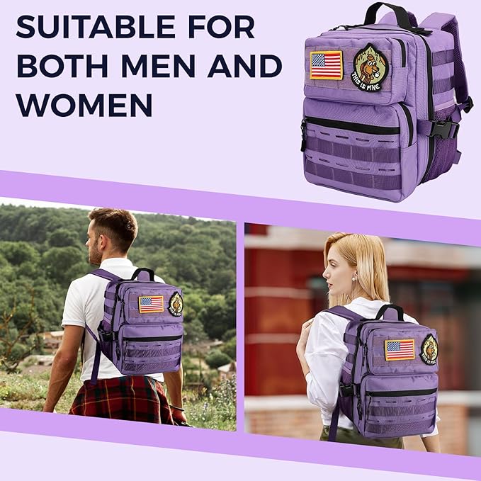 9L Mini Tactical Backpack for Men WomenSmall Military Tactical Backpack for SportGymHikingTravelCamping (Purple)