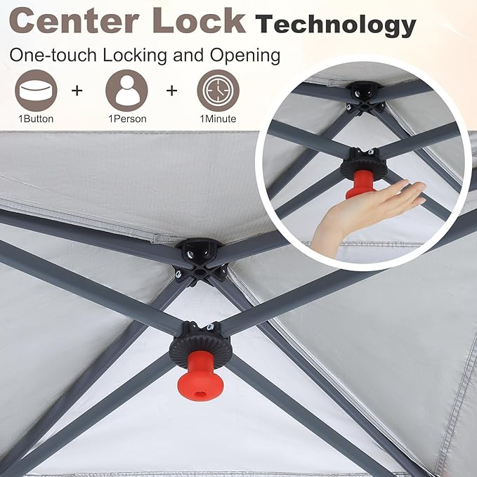 MASTERCANOPY Pop Up 10x10 Canopy Tent with Center Lock 2 Shelters 4 Poles 230 Sq ft of Large Shade Space for Camping Picnics &amp Beach (10'x10'Black)