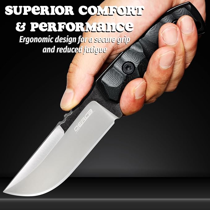OERLA TAC TF-0017 Thunder Flash Fixed Blade Outdoor Duty Straight Knife - 420HC Stainless Steel Field Knife with G10 Handle Waist Clip EDC Kydex Sheath