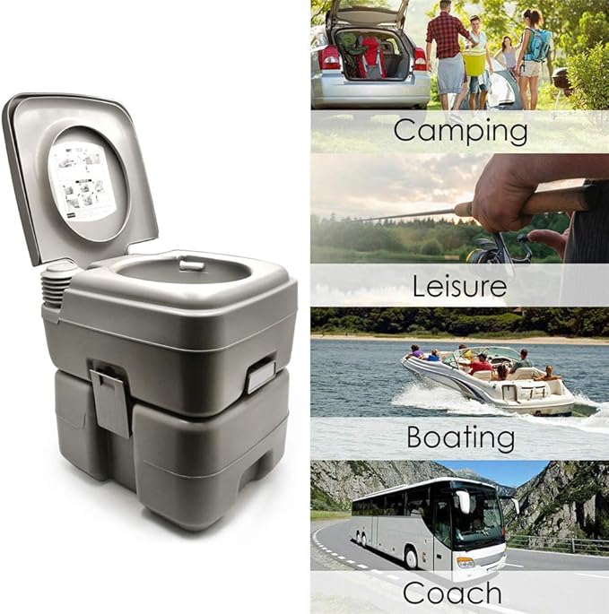 HongK- Outdoor/Indoor 20L 5 Gallon Portable Toilet Flush Travel Camping Potty Commode