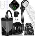 MIAOKE Upgrade Portable Camping Shower 7800mAh Outdoor Electric Shower Rechargeable Pump with Intelligent Digital Display Temperature Display Shower Head for Camping Hiking Traveling