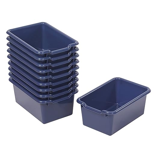 ECR4Kids Scoop Front Storage Bins Multipurpose Organization Navy 10-Piece
