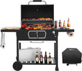 Royal Gourmet CD2030AC Deluxe 30-Inch Charcoal Grill with Cover Large BBQ Grill with Collapsible Side Tables for Outdoor Picnic Camping Patio Backyard Cooking Black