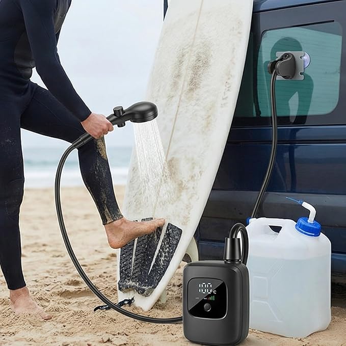 Travel Shower Equipment with Easy Setup for Backpacking Compact Travel Gear with Heat ABS Unit with Water Saving