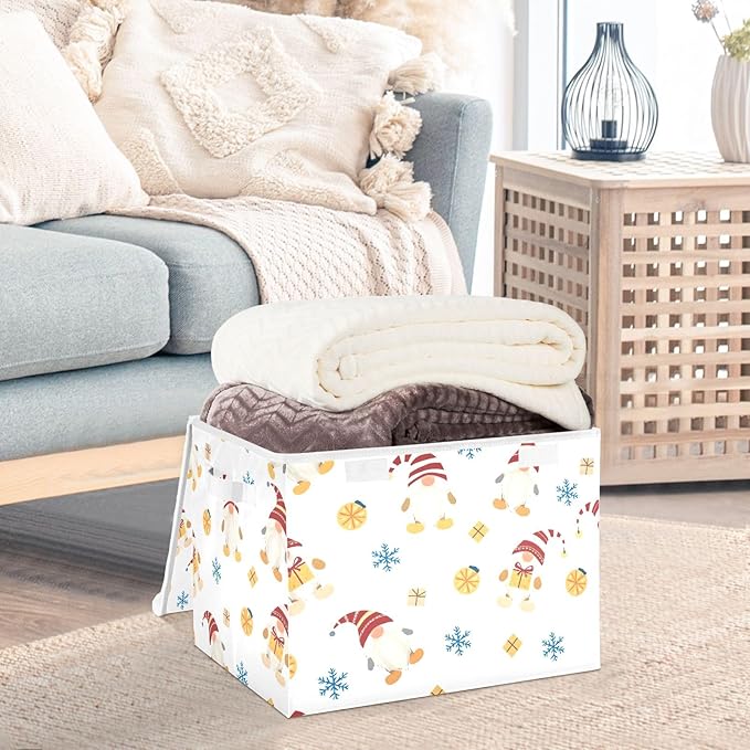 ALAZA Gnomes Lovely Storage Bins Organizer Box Baskets Lidded Clothes for Shelves Closet Collapsible Stackable Storage Cubes Handles