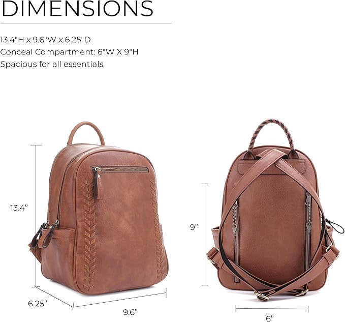 JESSIE &amp JAMES Women's Large Multi Compartments Fashion Concealed Carry Backpack|TN