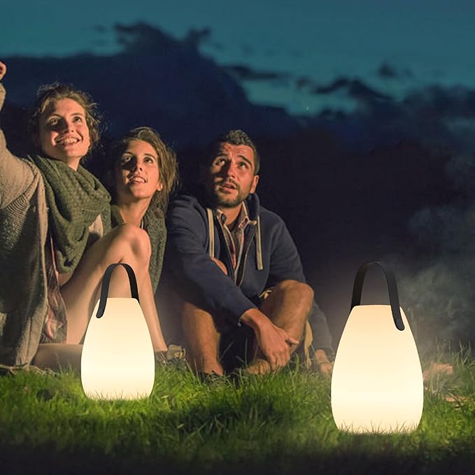 uuffoo Rechargeable Portable Table Lamp Cordless RGB Lantern with Remote Decorative LED Night Light IP44 Waterproof Indoor Outdoor Lamp for Bedroom Patio Garden Wedding Party