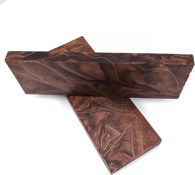 Brown Resin Knife Handle Scales Blank Material DIY Handmade Carving Decoration Inlaid Blade(2pcs)