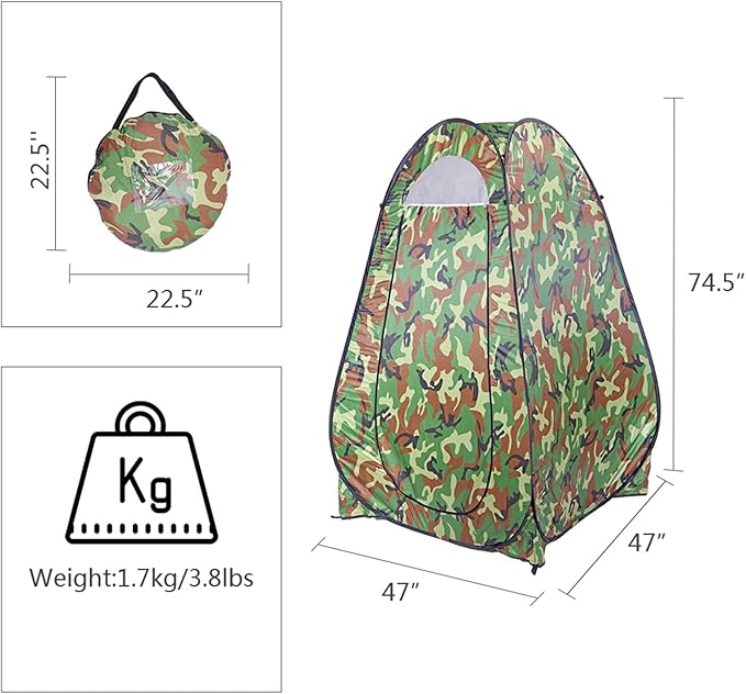 Pop Up Pod - Privacy Shower Tent with Carry Bag Dressing Room Instant Portable Toilet Stall for Camping Beach or Tailgate (Mulit)