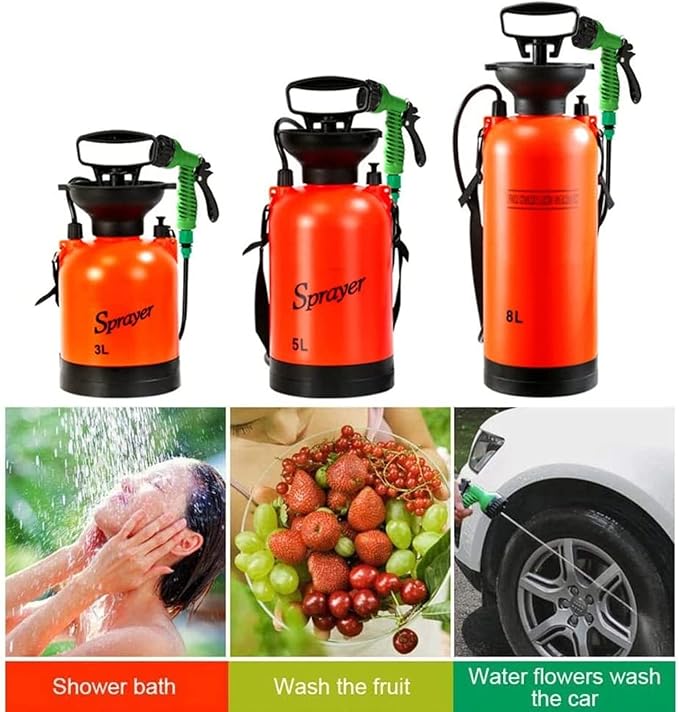 KRASS Portable Shower 3L/8L Outdoor Camping Shower Solar Garden Shower Travel Car Wash System Multifunctional Water Gun Does Not Take Up Space3L